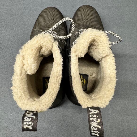 Dr Doc Martens Boots Womens 10 Combs Gunmetal Fray Faux Fur Lined Lace Up - Picture 5 of 12